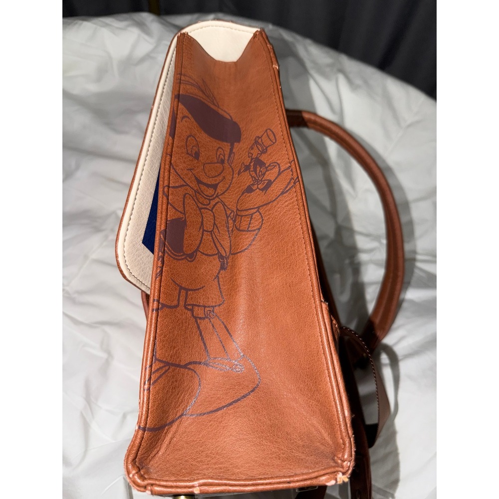Disney Loungefly Pinocchio Jiminy Cricket Storybook Brown Faux Leather Backpack - Picture 4 of 12